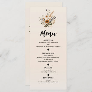 Wild Flowers Vintage Floral Bohemian Wedding Menu