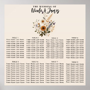 Wild Flowers Vintage Floral Boho Wedding Seat Poster