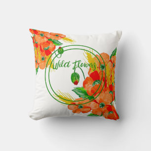 Wild flowers watercolor cushion