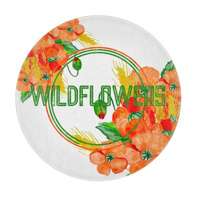 Wild flowers watercolor cutting board (Front)