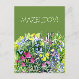 Wild flowers watercolor postcard