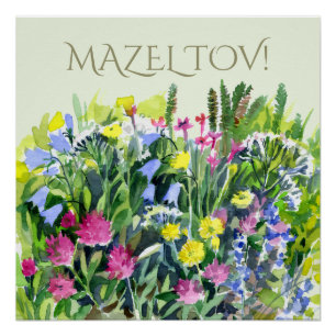 Wild flowers watercolor poster