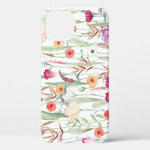 Wild Flowers Watercolor Seamless Design iPhone 12 Case