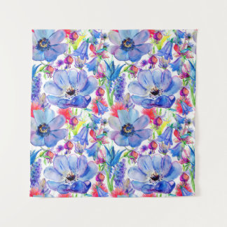 Wild Flowers Watercolor Wallpaper Tapestry