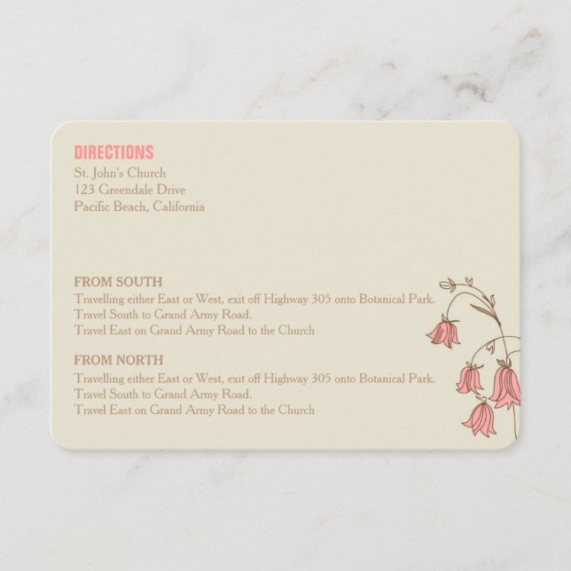 Wild Flowers Wedding Directions Card (Front)