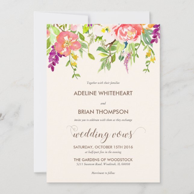 Wild Flowers Wedding Invitation (Front)