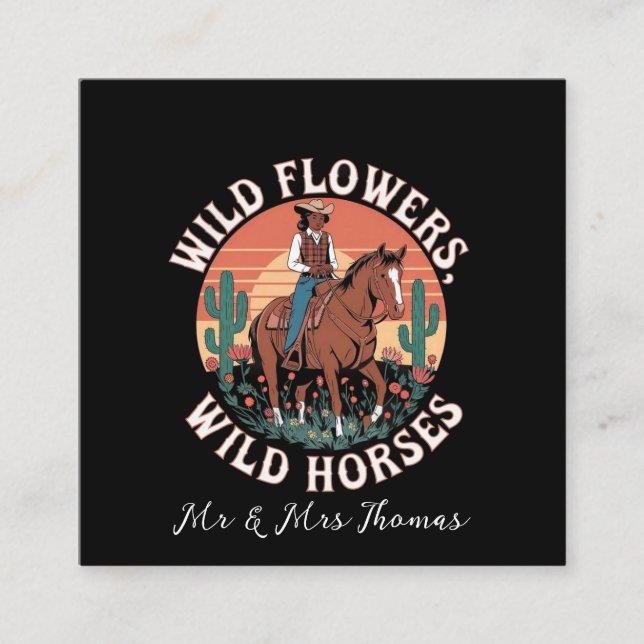 Wild Flowers & Wild Horses A Stunning Tribute Square Business Card (Front)
