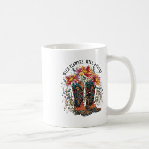 Wild Flowers - Wild Horses Cowgirl Boot Western Fl Coffee Mug