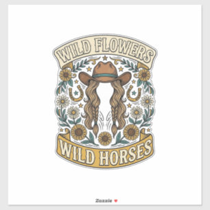 Wild Flowers Wild Horses Vintage Western Floral De