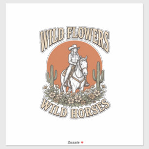 Wild Flowers Wild Horses Western Cowgirl Shirt Des