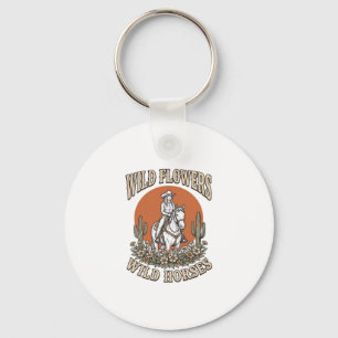 Wild Flowers Wild Horses Western Cowgirl Shirt Des Key Ring