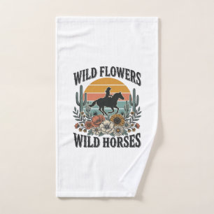 Wild Flowers Wild Horses Western Floral Shirt Desi Hand Towel