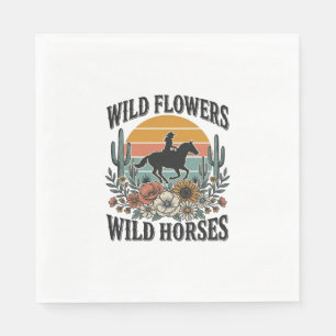 Wild Flowers Wild Horses Western Floral Shirt Desi Napkin