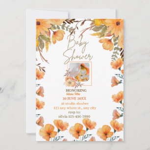 wild  flowers  yellow orange baby shower   invitation