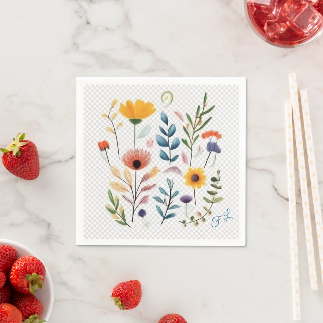 wild flowers yellow red napkin (Insitu)