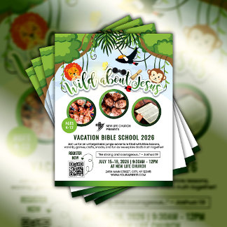 Wild For Jesus Vacation Bible School Youth Church Flyer