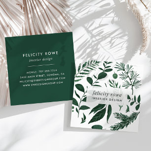 Wild Forest Botanical Print Square Business Card