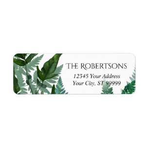 Wild Forest Fern Leaf Wedding   Return Address Label