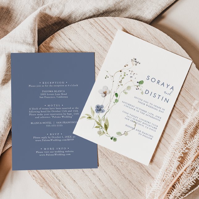 Wild Forest Floral Back & Front Formal Wedding   Invitation (Creator Uploaded)
