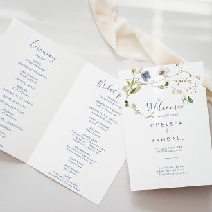 Wild Forest Floral Folded Wedding Program