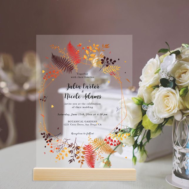 Wild Forest Flowers Fern Mushrooms Foliage Wedding Acrylic Invitations (Creator Uploaded)