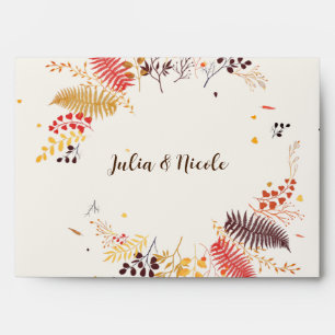 Wild Forest Flowers Fern Mushrooms Foliage Wedding Envelope