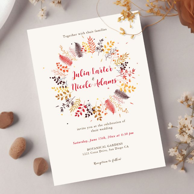 Wild Forest Flowers Fern Mushrooms Foliage Wedding Invitation (Creator Uploaded)