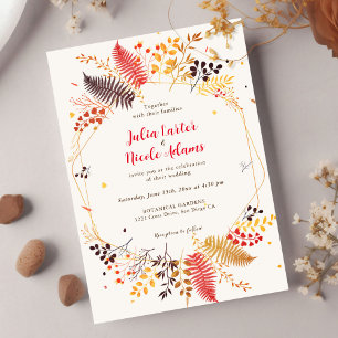 Wild Forest Flowers Fern Mushrooms Foliage Wedding Invitation