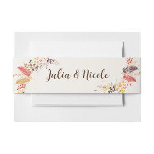 Wild Forest Flowers Fern Mushrooms Foliage Wedding Invitation Belly Band