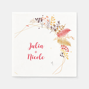 Wild Forest Flowers Fern Mushrooms Foliage Wedding Napkin