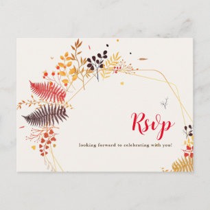 Wild Forest Flowers Fern Mushrooms Foliage Wedding Postcard