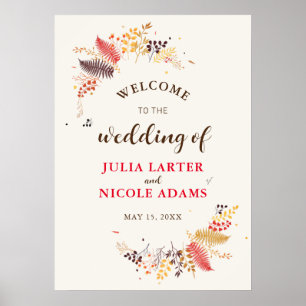 Wild Forest Flowers Fern Mushrooms Foliage Wedding Poster