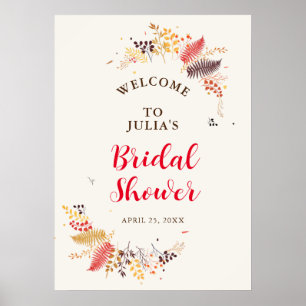 Wild Forest Flowers Fern Mushrooms Foliage Wedding Poster