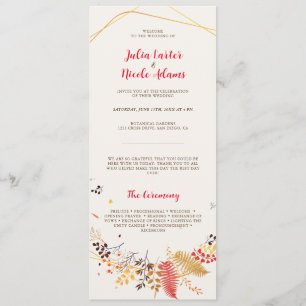 Wild Forest Flowers Fern Mushrooms Foliage Wedding Program