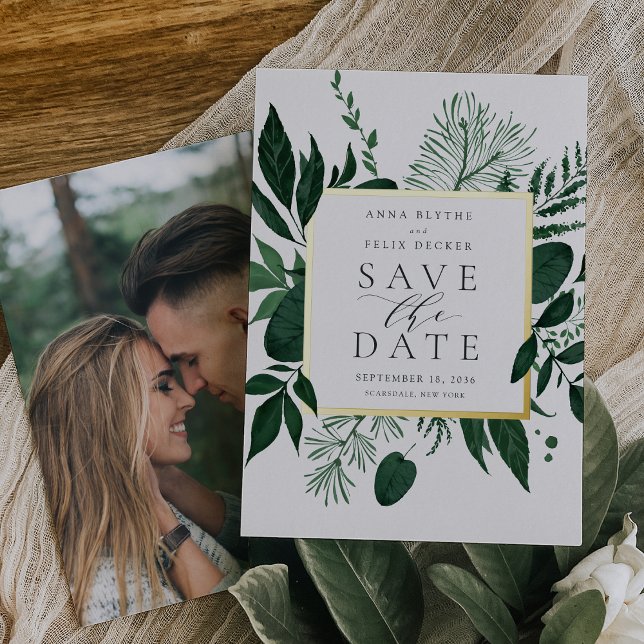 Wild Forest Foil Photo Save the Date Card (Creator Uploaded)