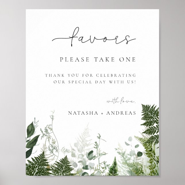Wild Forest Foliage Wedding Favour Poster (Front)