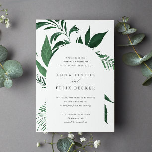 Wild Forest Green Botanical Arch Wedding Invitation