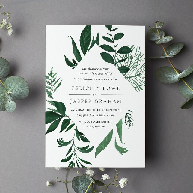 Wild Forest | Green Watercolor Foliage Wedding Invitation (Creator Uploaded)