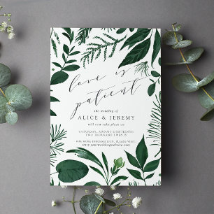 Wild Forest Love Is Patient Wedding Postponement Invitation