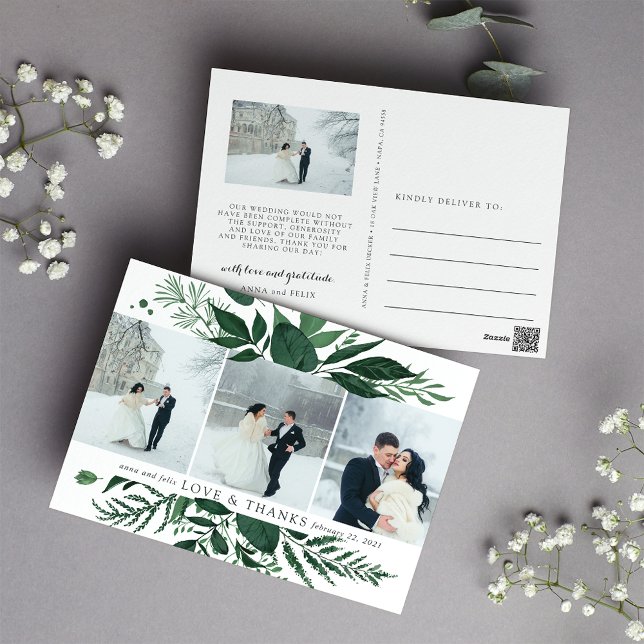 Wild Forest | Multi Photo Wedding Thank You Postcard (Creator Uploaded)