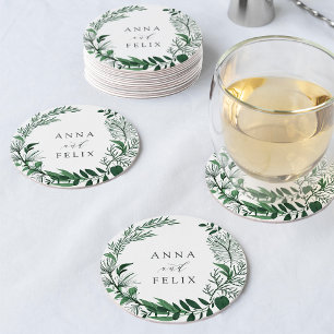 Wild Forest Personalised Wedding Round Paper Coaster