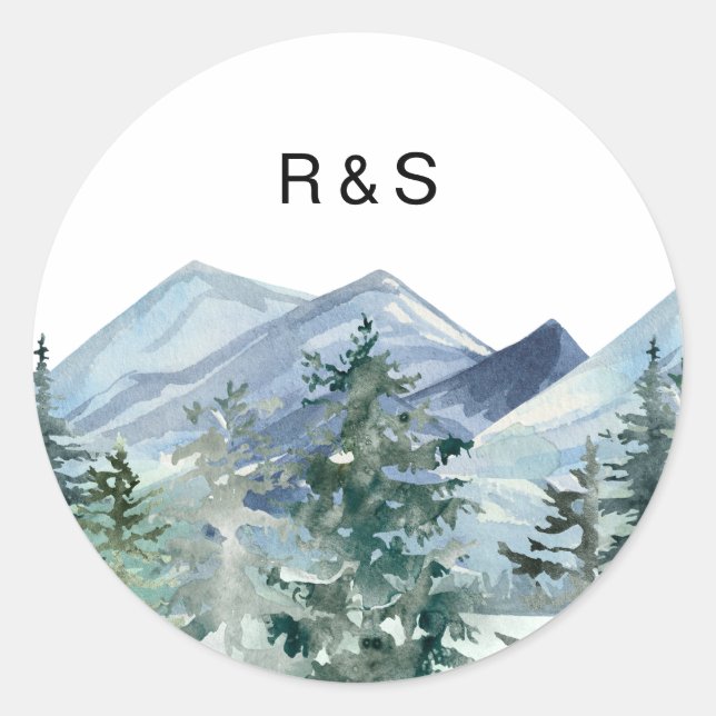 Wild Forest Wedding Monogram Classic Round Sticker (Front)