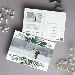 Wild Forest Wedding Photo Thank You Postcard