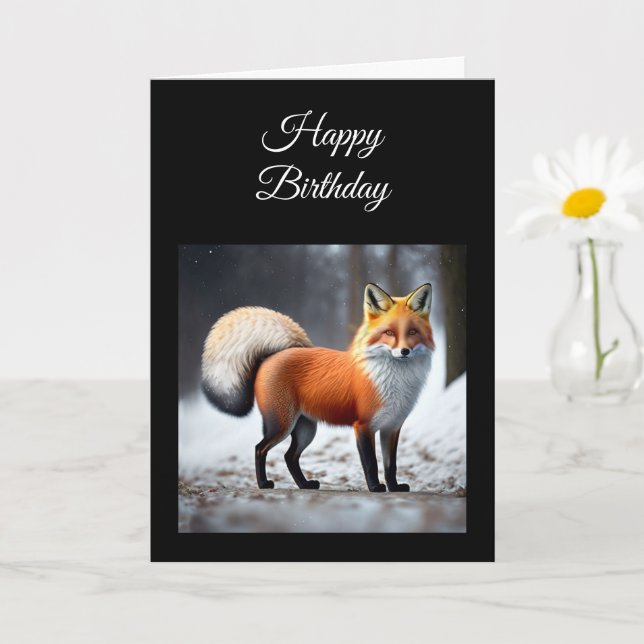 Wild Fox Personalise Birthday Folded Greeting Card (Small Plant)