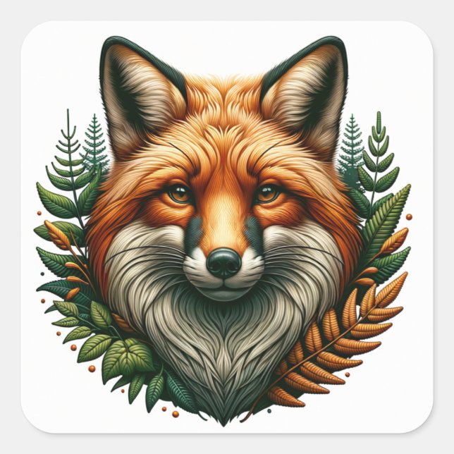 Wild Fox Square Sticker (Front)