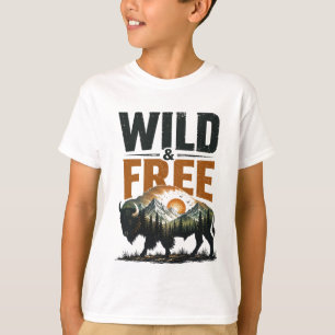 Wild & Free Bison Mountain Wilderness Outdoor T-Shirt