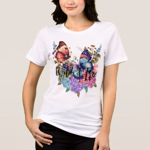 Wild & Free Butterfly Watercolor Flower Tri-Blend Shirt