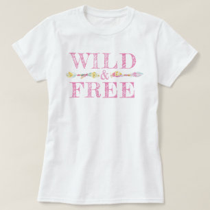 Wild & free feathers and beads boho slogan tee