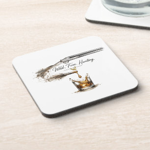 Wild ,Free Hunting Shotgun & Bullet to Bourbon Art Coaster