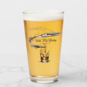 Wild ,Free Hunting Shotgun & Bullet to Bourbon Art Glass